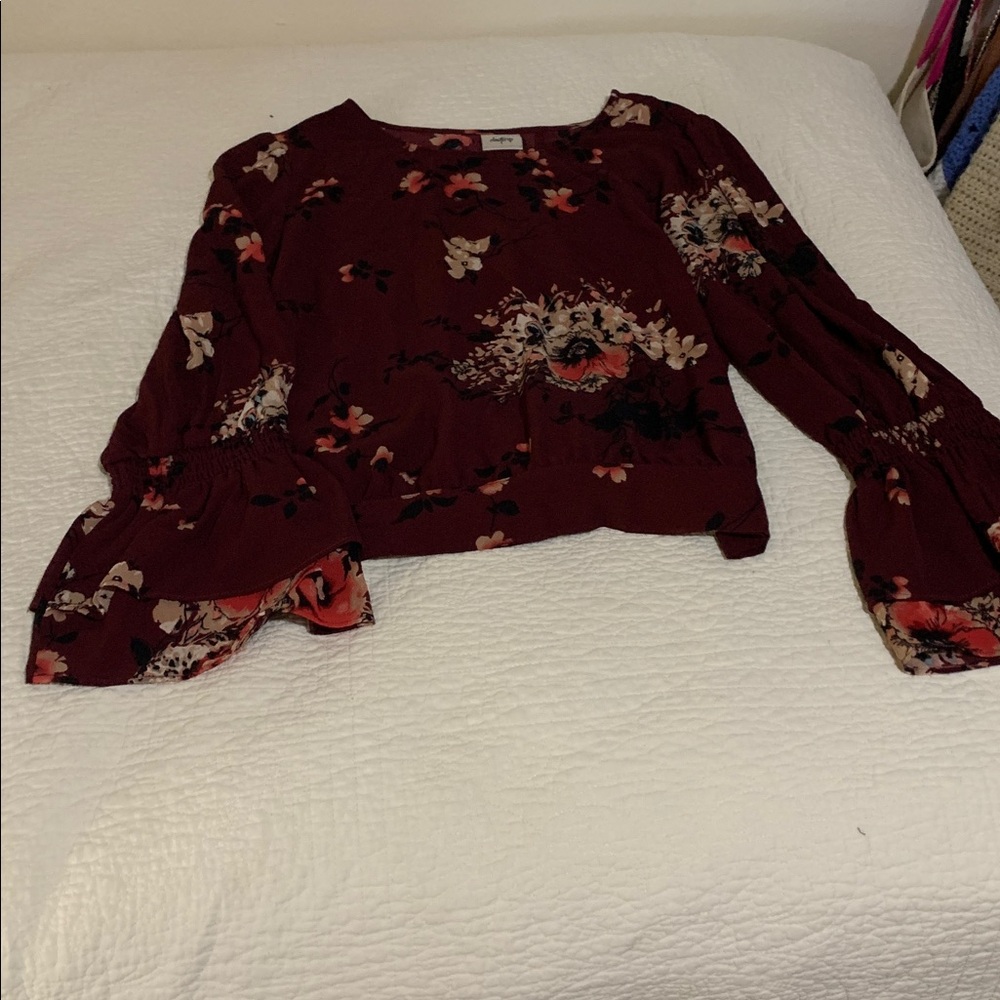 Daytrip Floral Blouse - Burgundy and Pink